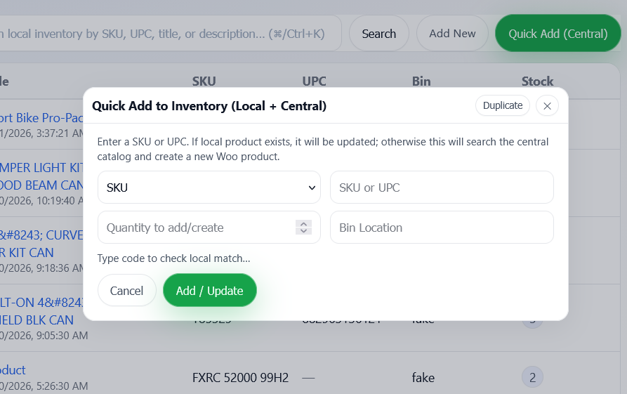 Inventory and major units management in Shopwerks, including quick add and profitability insights